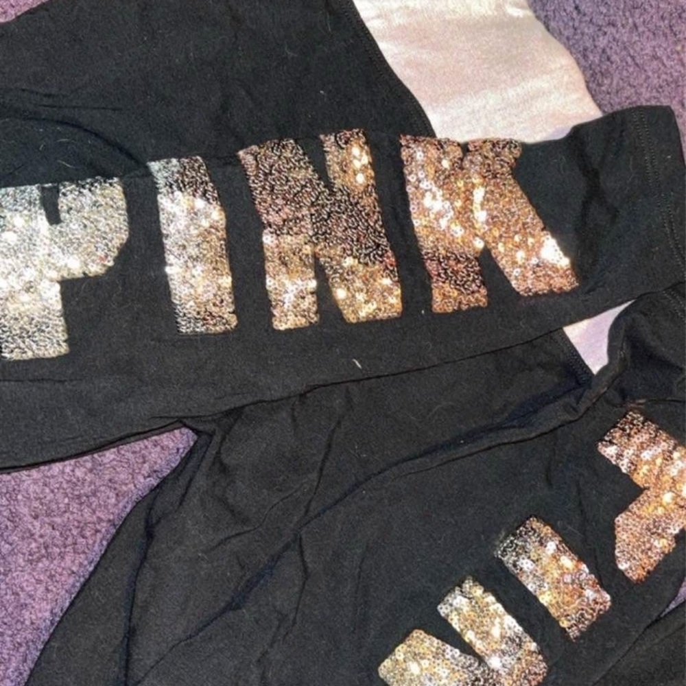 Black Sequin PINK Leggings